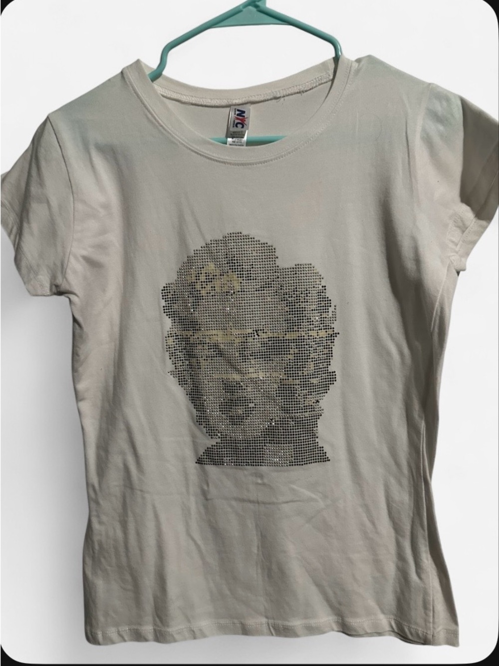 Cream Graphic Rhinestone Marilyn Monroe Portrait Tee